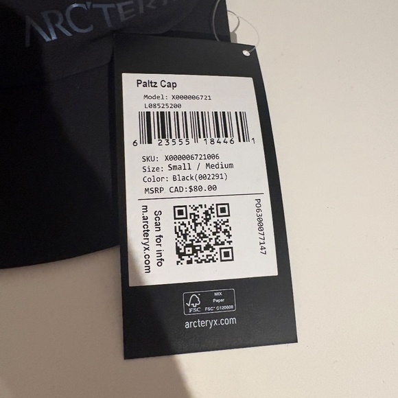 Arc’teryx Paltz 5 Panel Cap Black Adjustable one size NEW - Picture 4 of 5